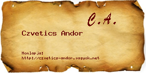 Czvetics Andor névjegykártya
